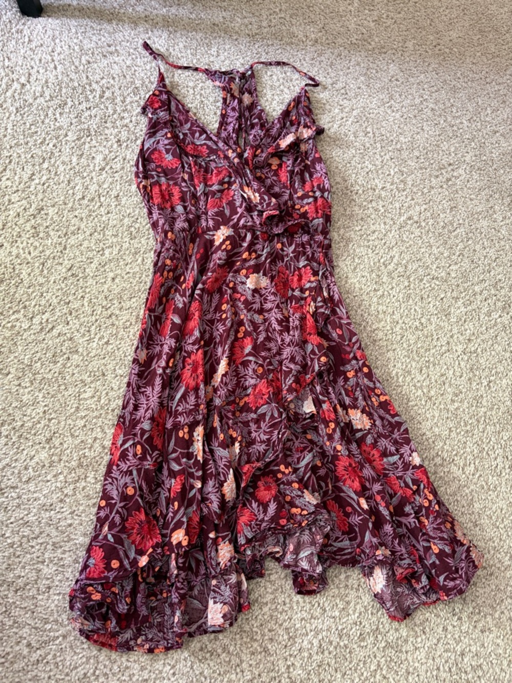 Urban Outfitters Burgundy Floral Mini Dress